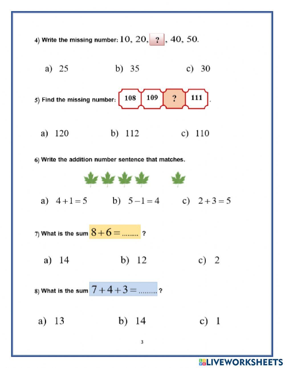 Mathematics Diagnostic Test