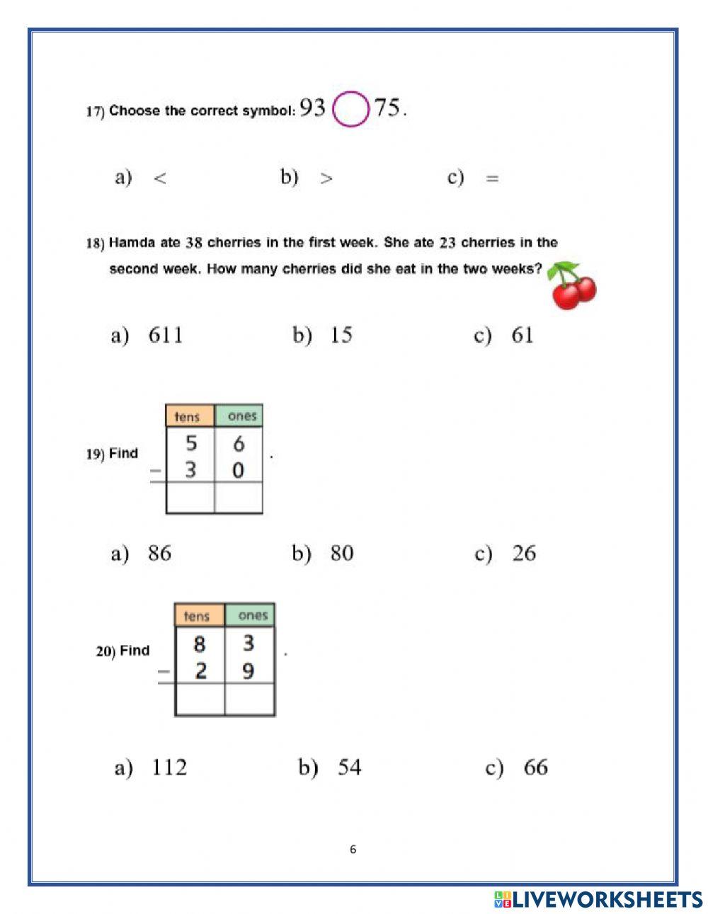 Mathematics Diagnostic Test