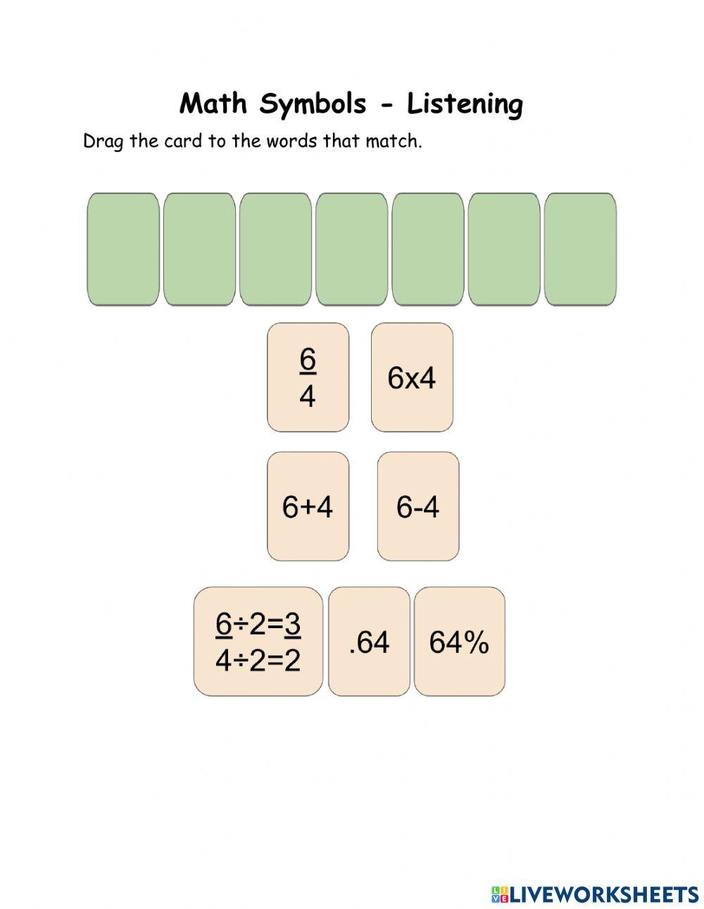 Math Symbols: Listening