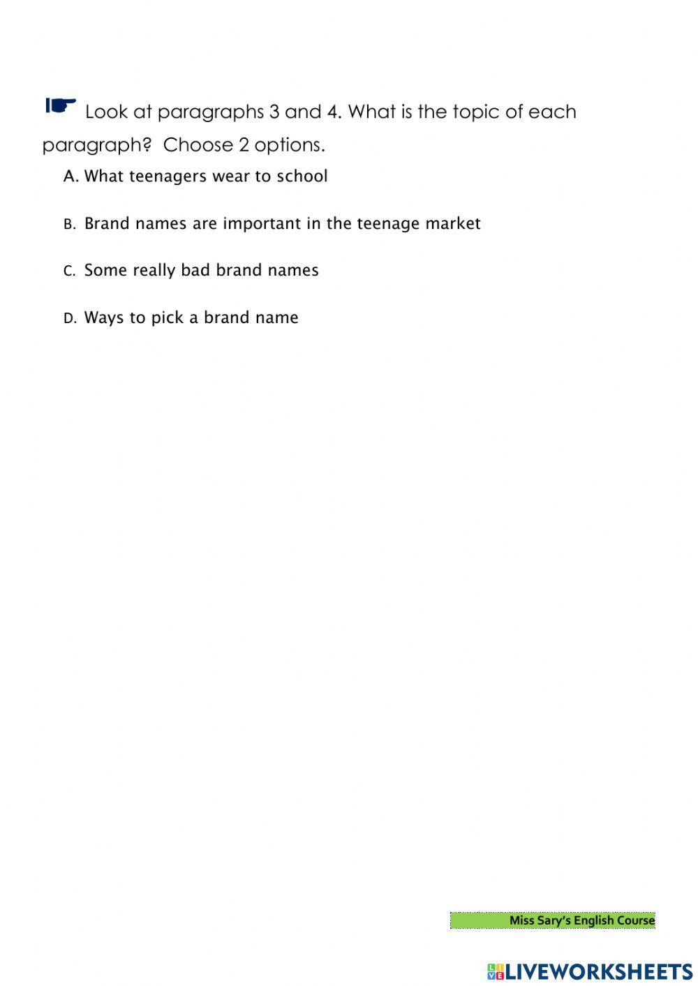 Making & selling vocabulary