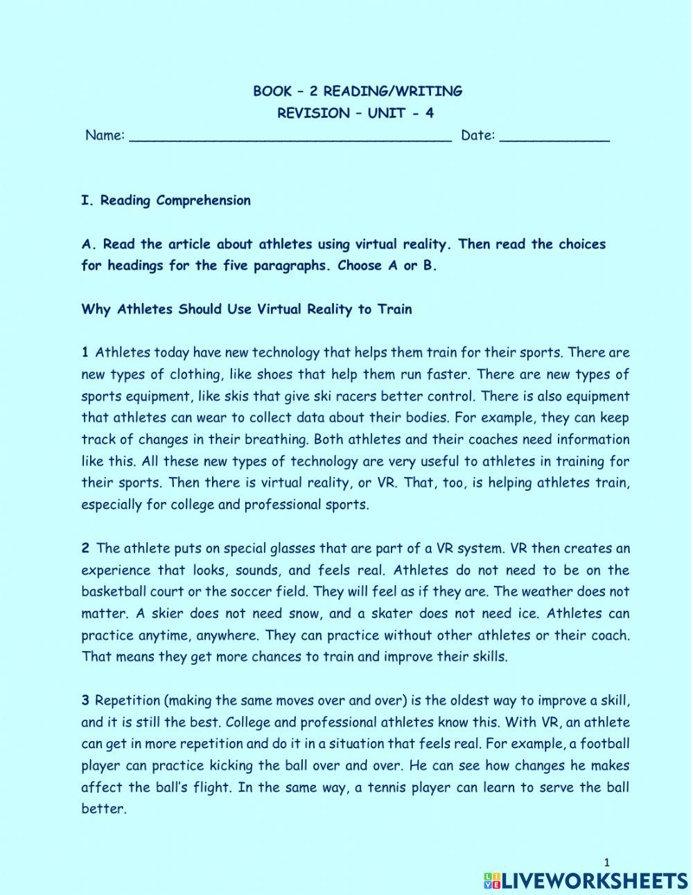 Rw bk 2 - unit 4 revision