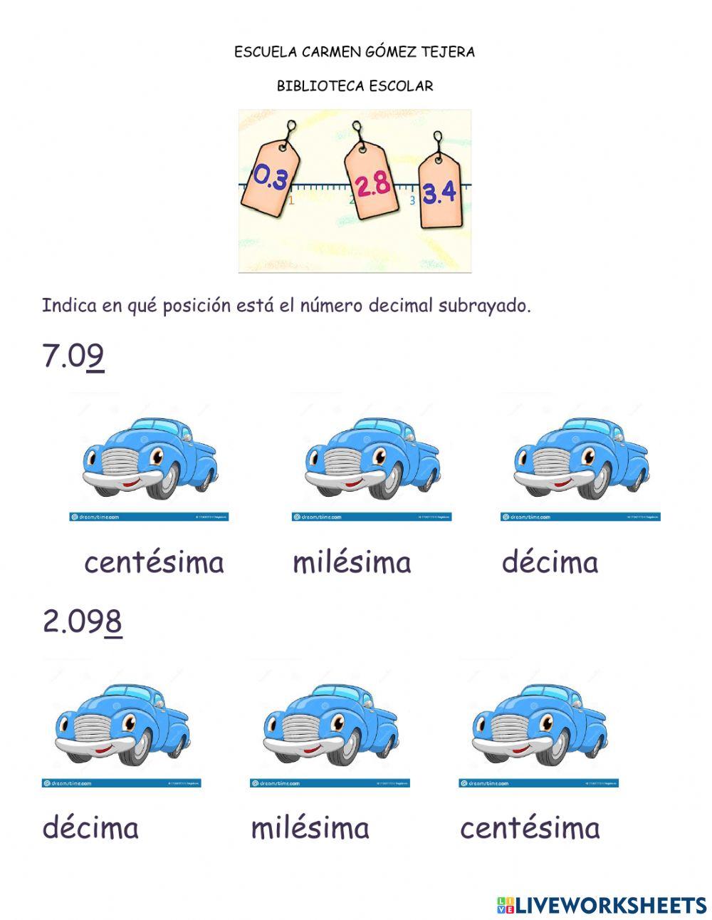 Reconocer lugar decimal