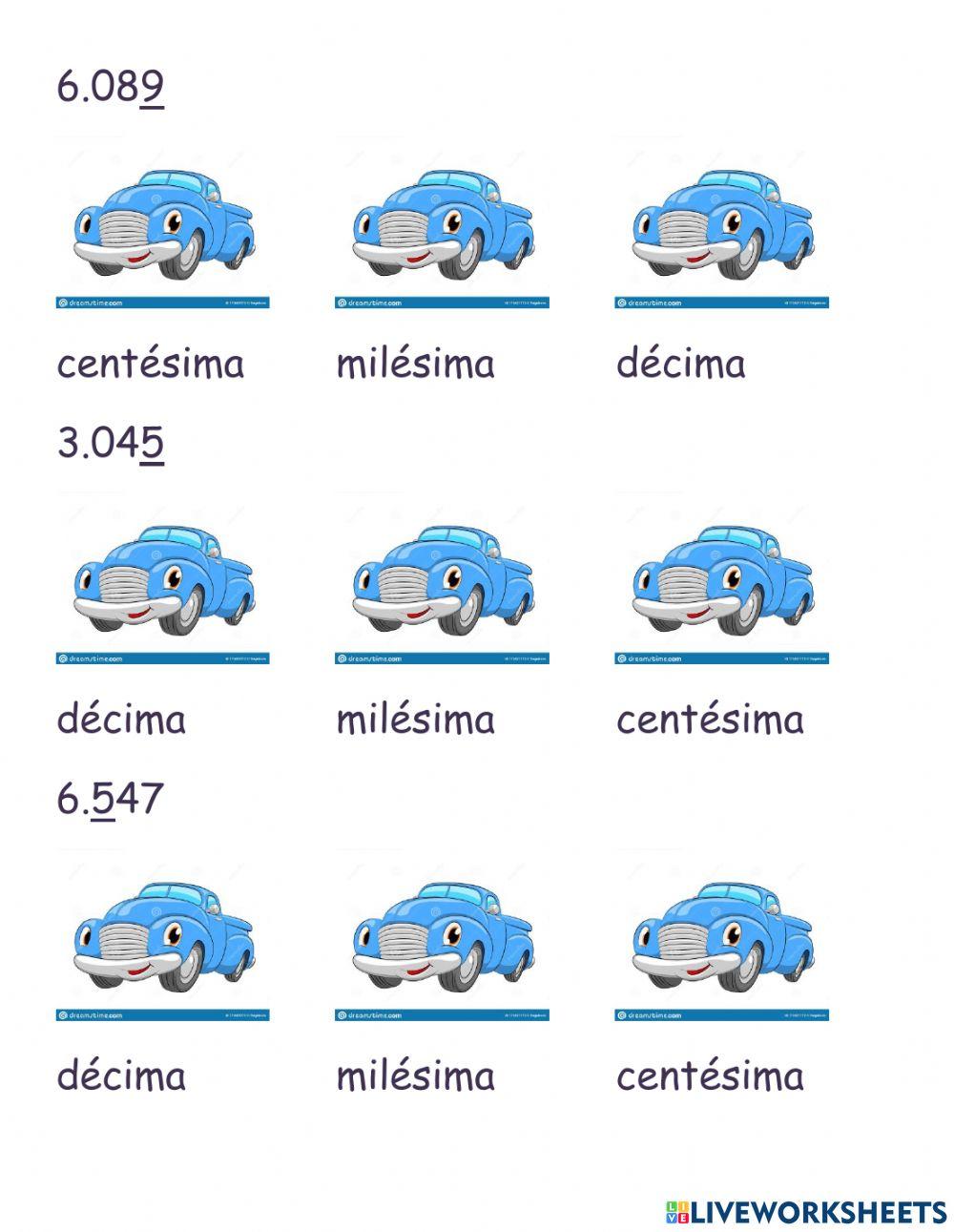 Reconocer lugar decimal