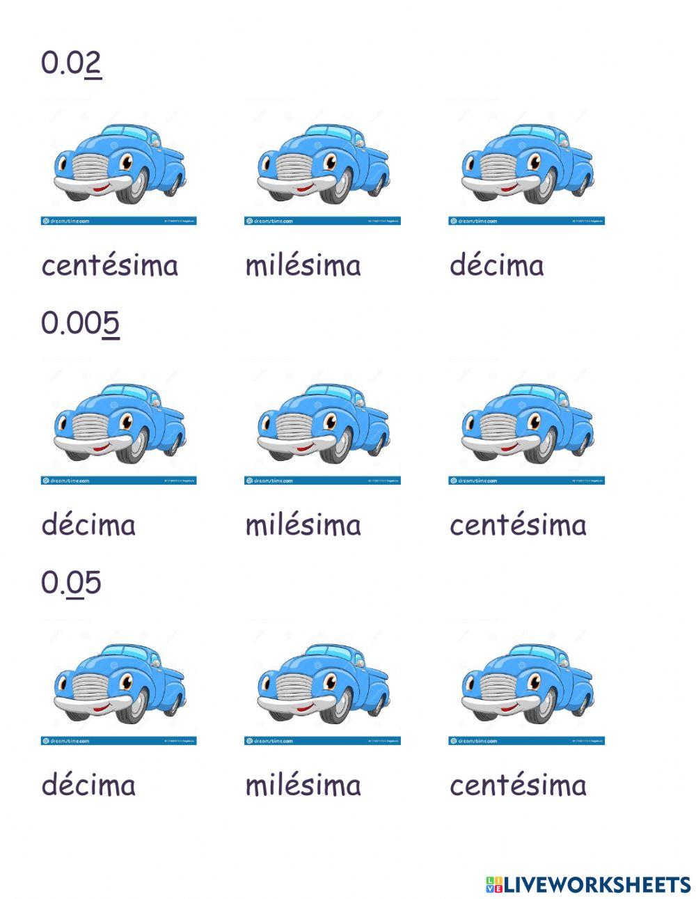 Reconocer lugar decimal