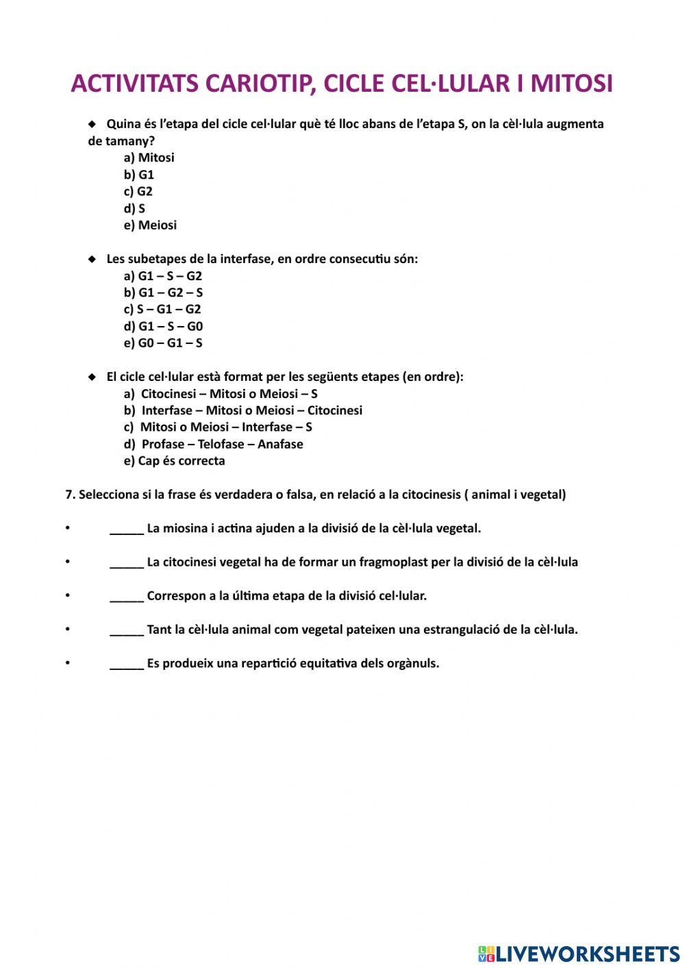 Activitats divisió cel·lular