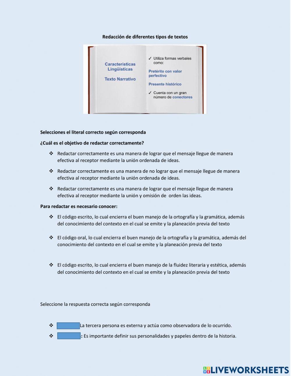 Redaccion de diferentes tipos de textos