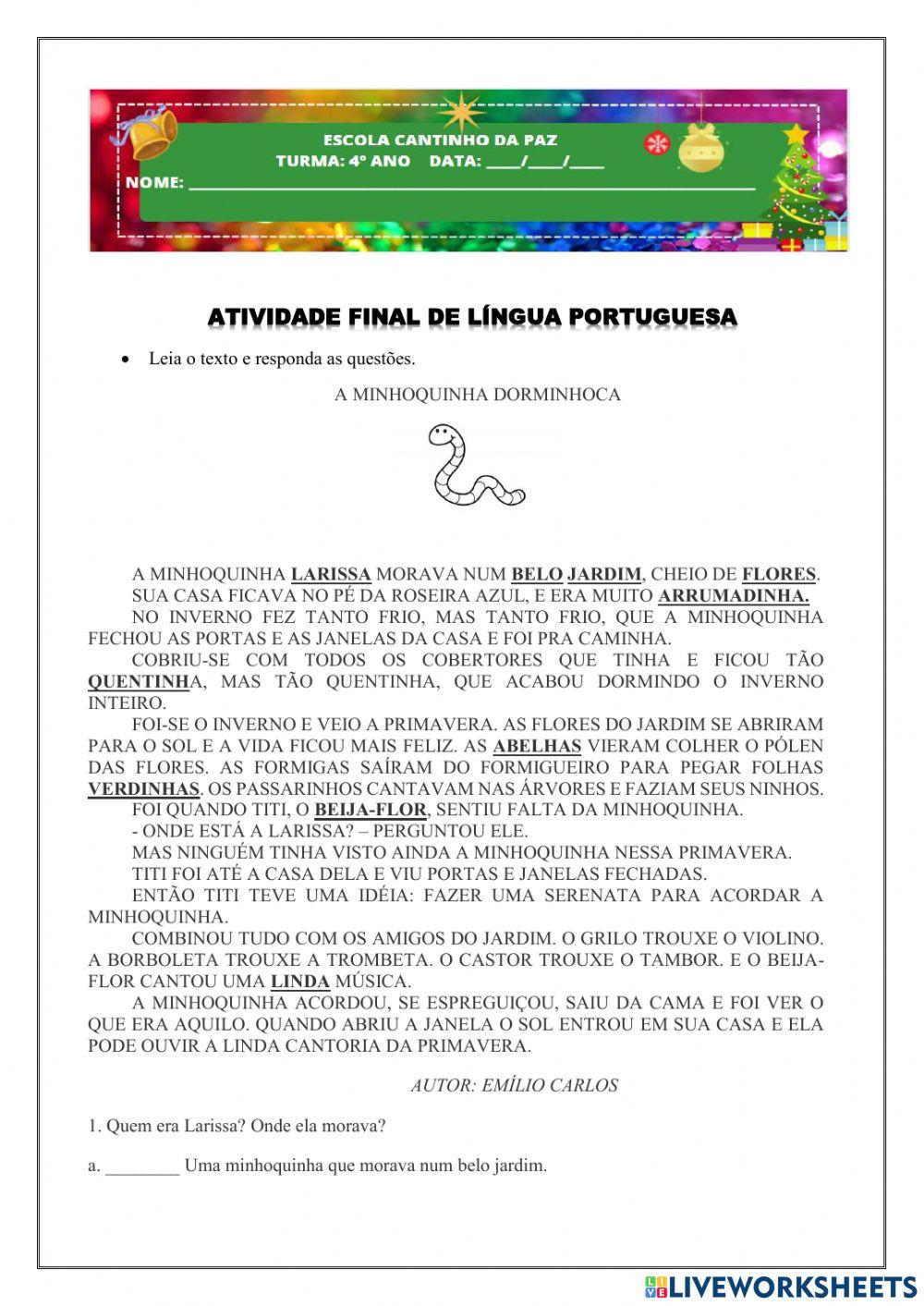 Atividade final de Língua Portuguesa