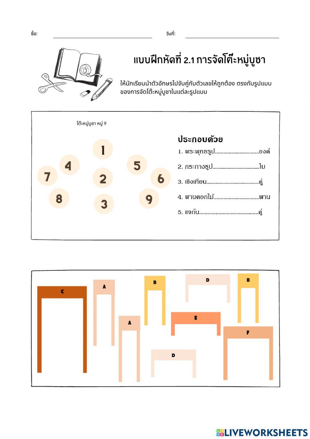 การจัดโต๊ะหมู่บูชา 1-9