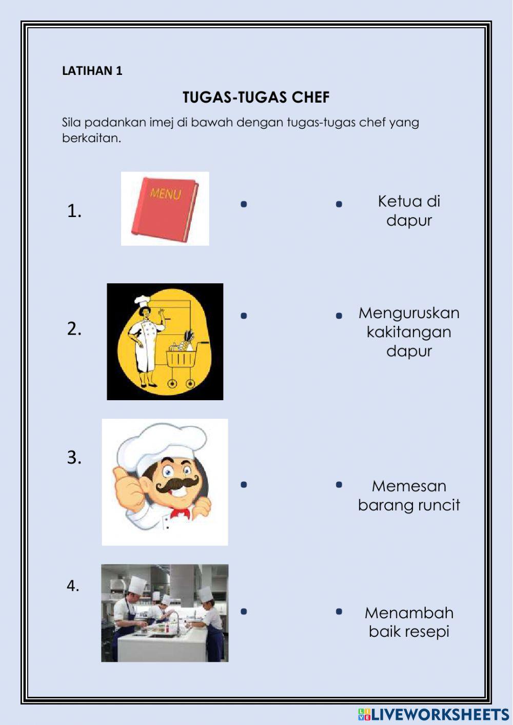 Tugas Chef dan Bomba | tasyatasyoot | Live Worksheets