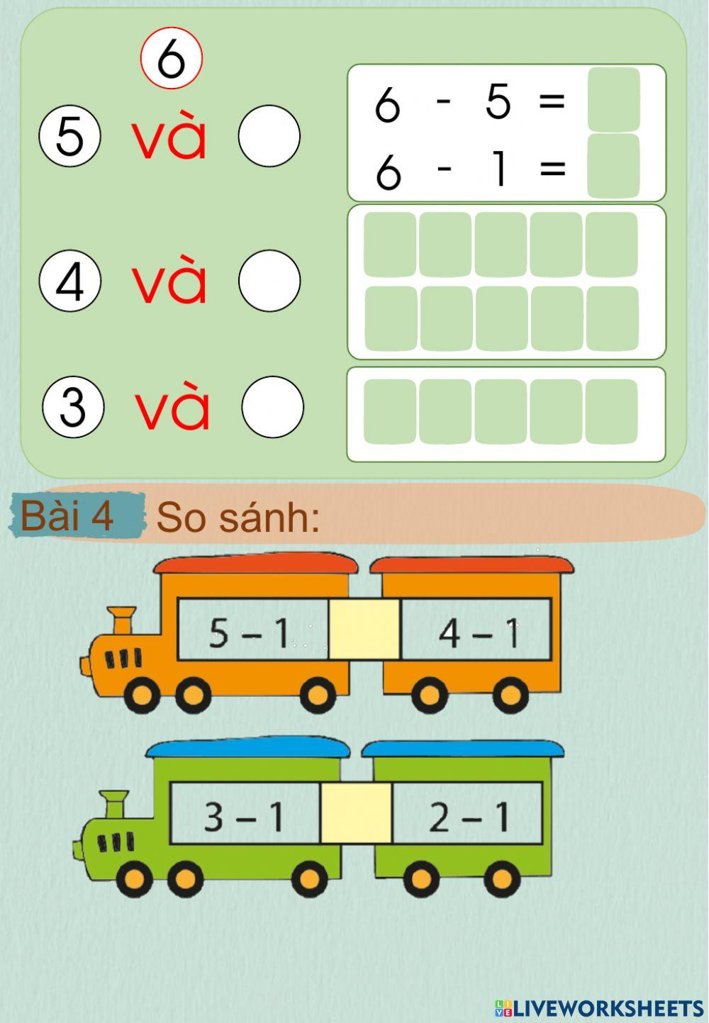 Toán: phép trừ trong pv10