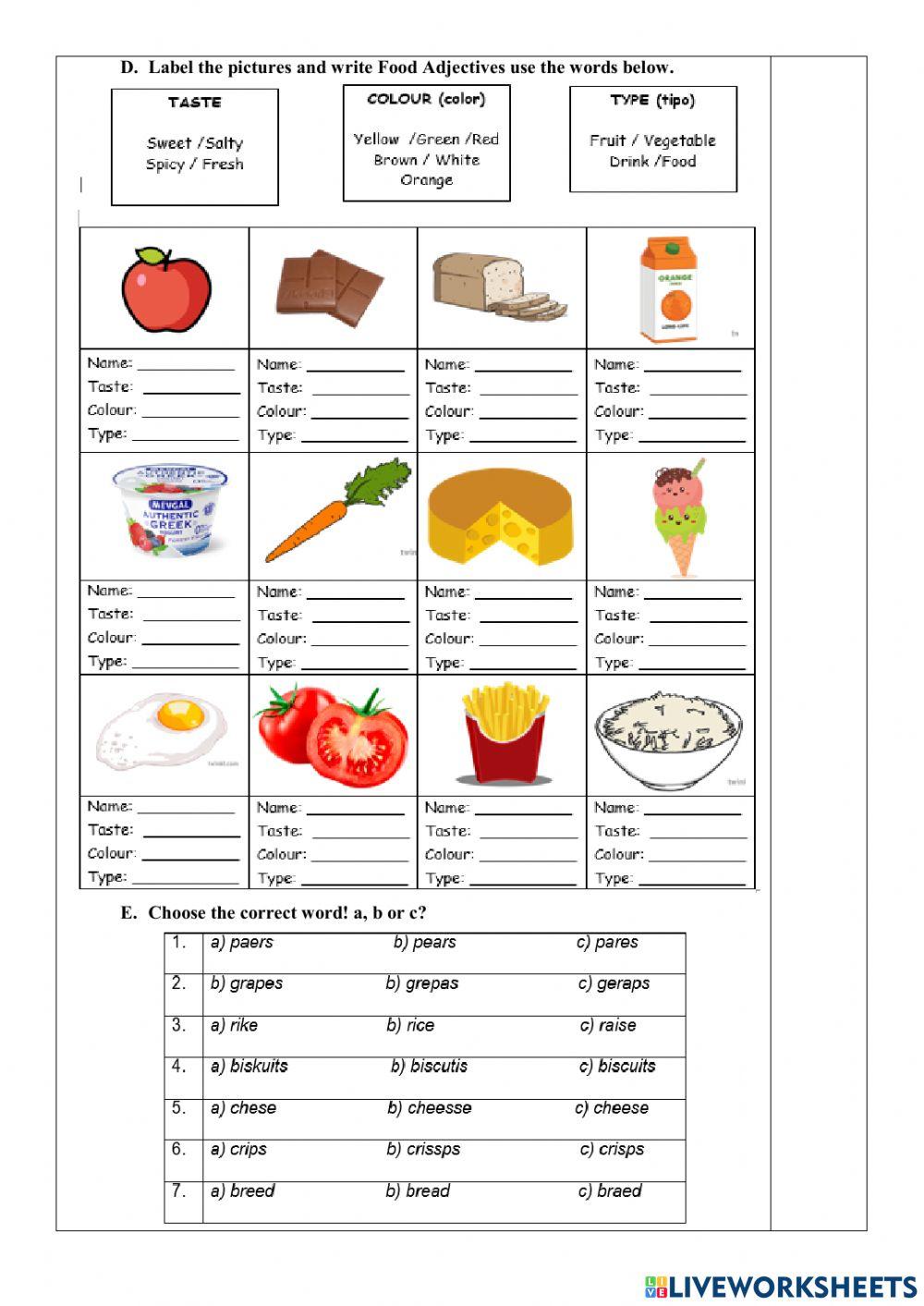 Ejercicios Online-1st BGU- Countable and Uncountable nouns - Adjectives