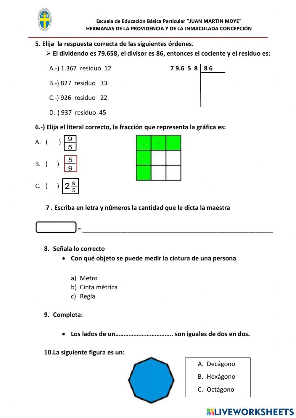 Prueba para ingreso de estudiantes