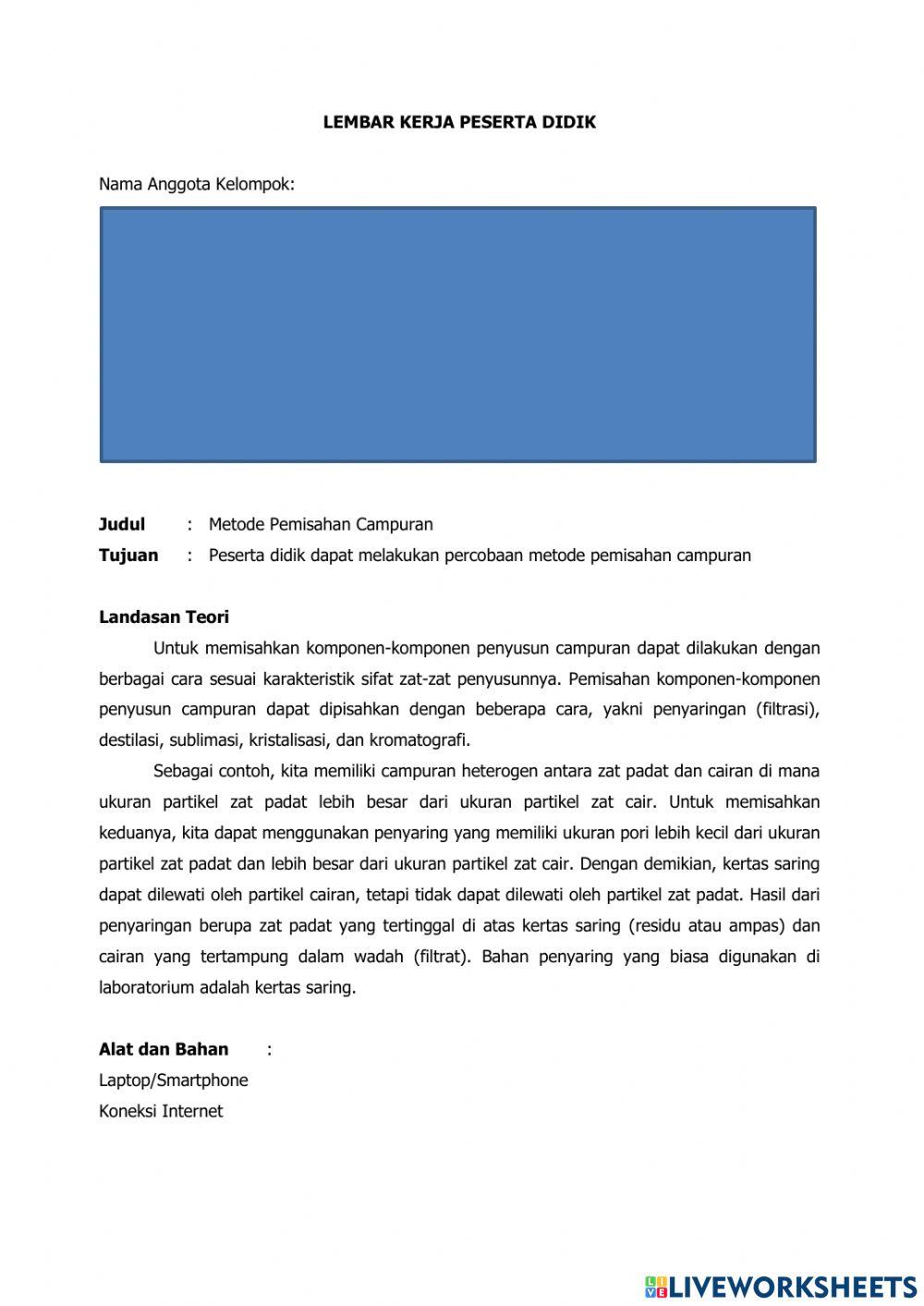 Jenis-Jenis Pemisahan Campuran