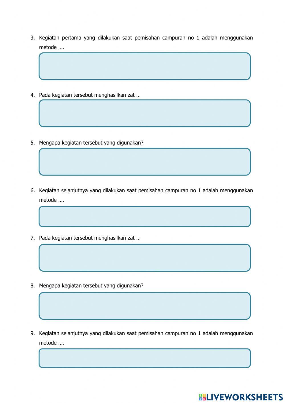 Jenis-Jenis Pemisahan Campuran