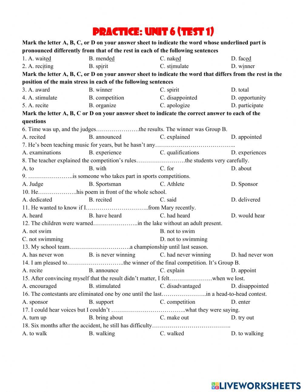 g11 english unit 6 grammar