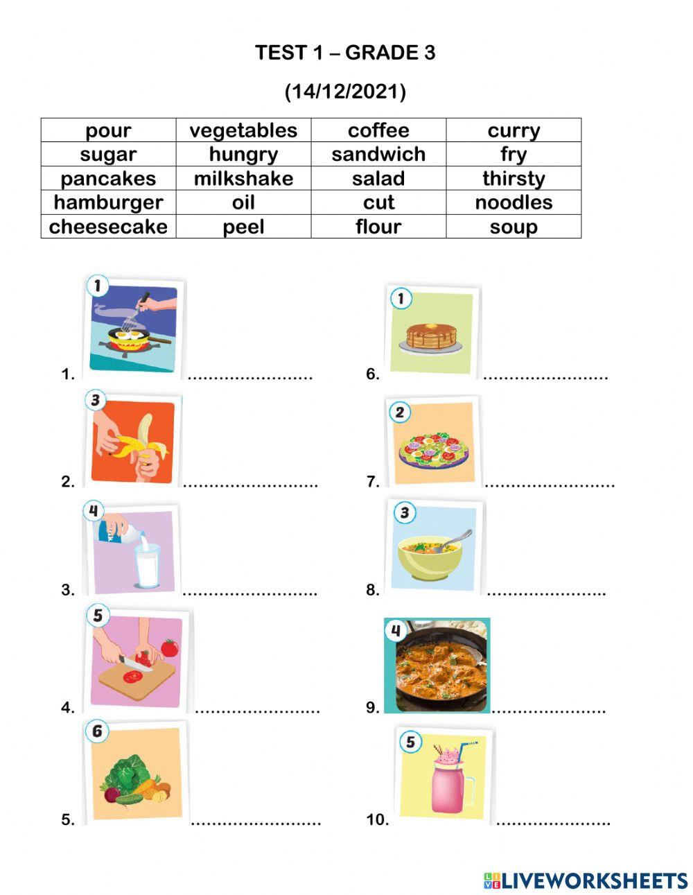 Grade 3Food 1406 Tuong Vy Live Worksheets