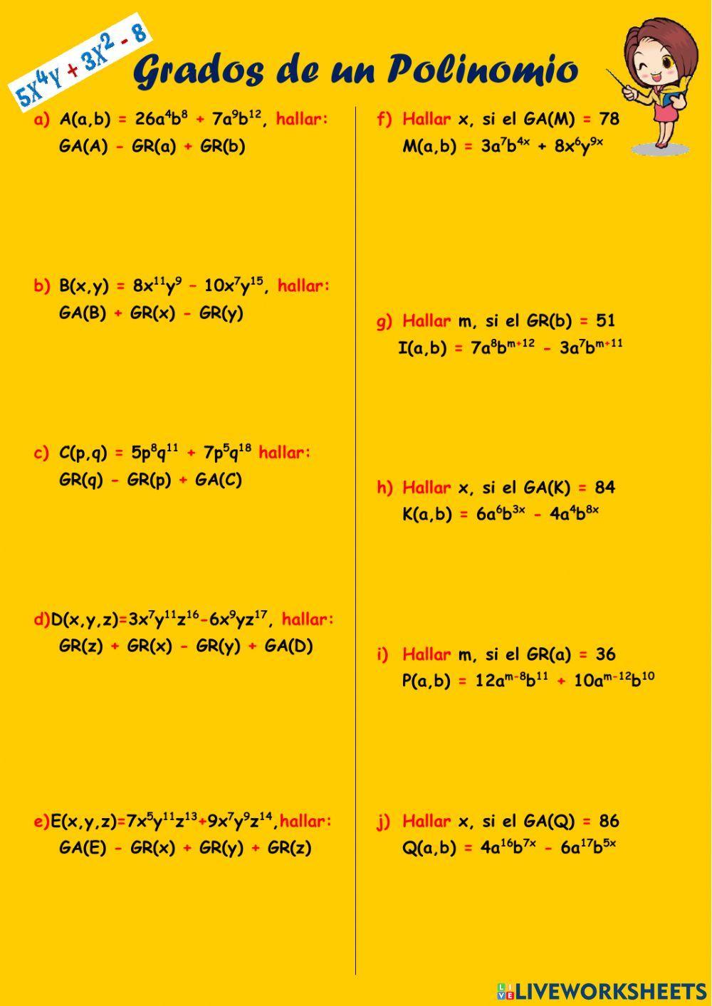 Grados de un Polinomio