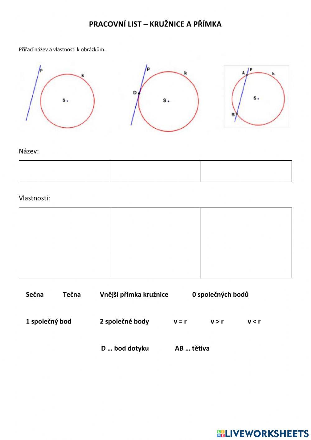 Kružnice a přímka