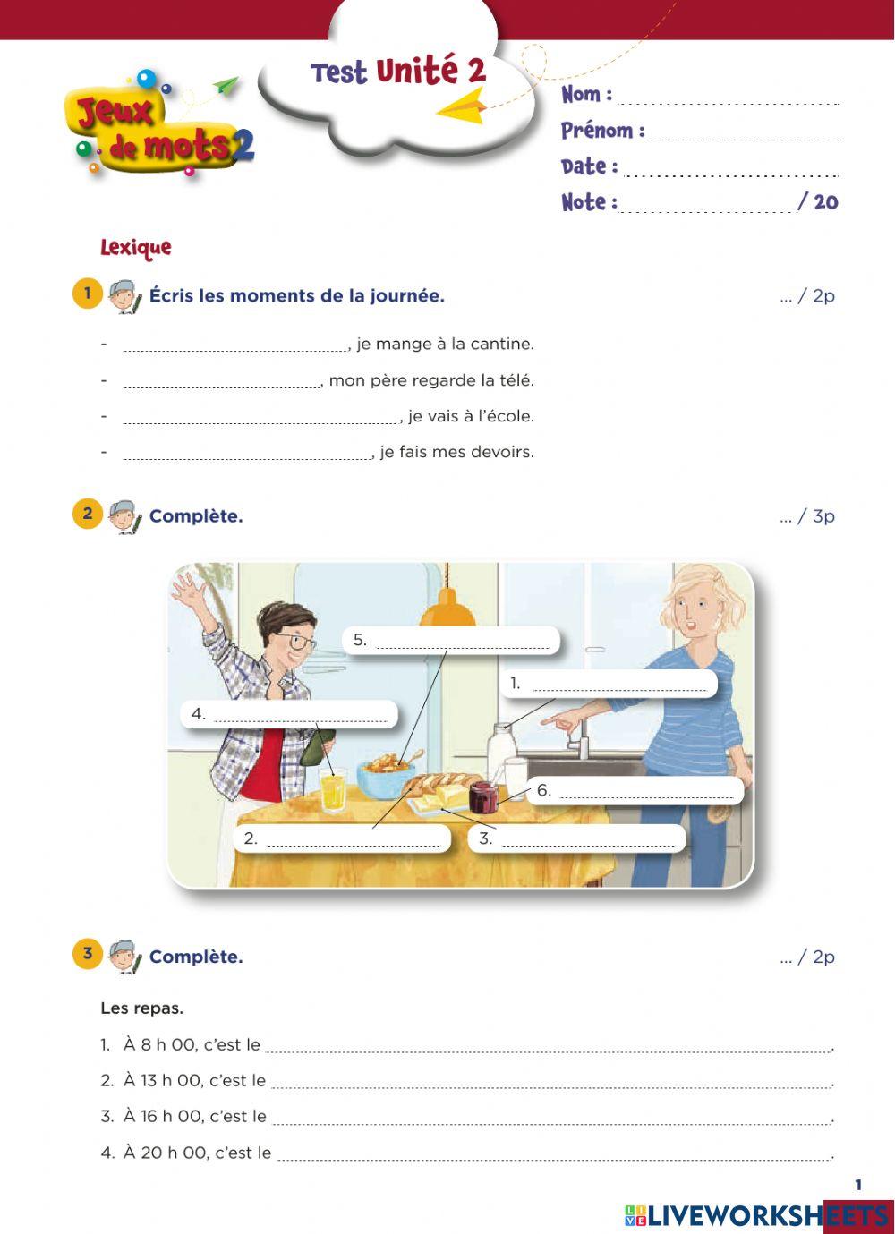 Jeux de mots 2 contrôle unité 2