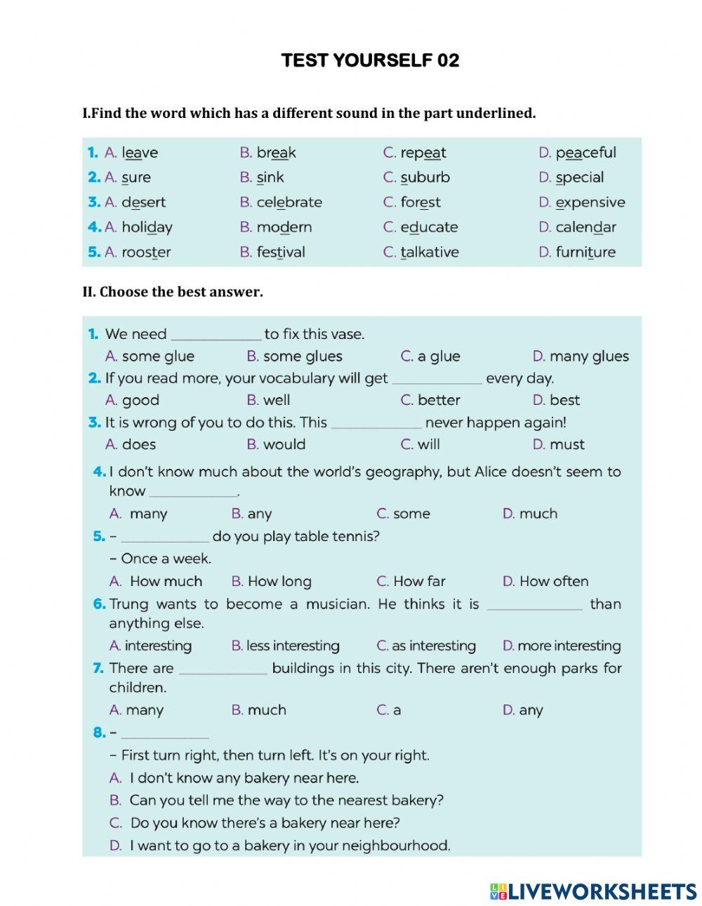 Test yourself 02 - Grade 6