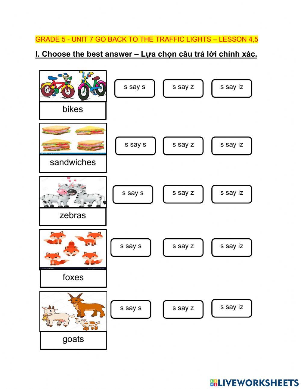 Unit 7 go back to the traffic lights