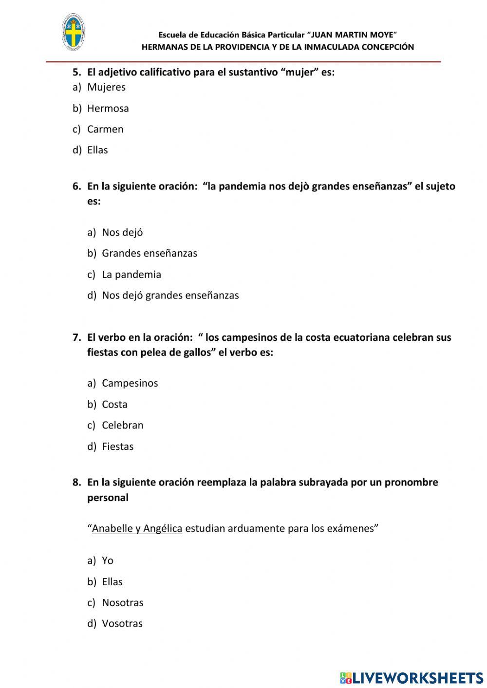 Prueba para ingreso de estudiantes