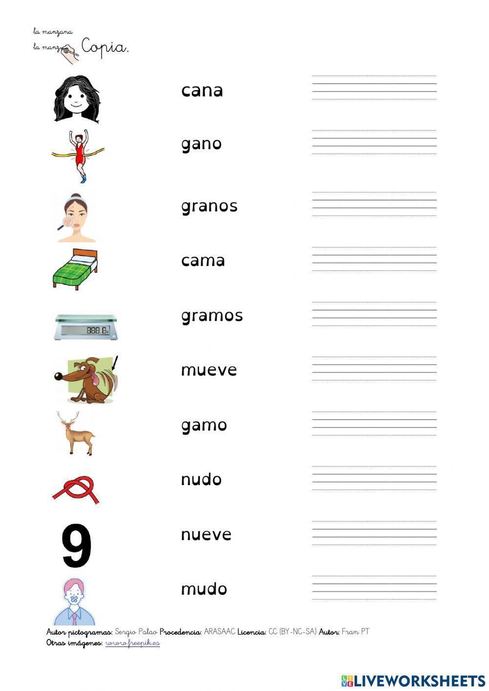 Diferenciar m-n en palabras parecidas 1.