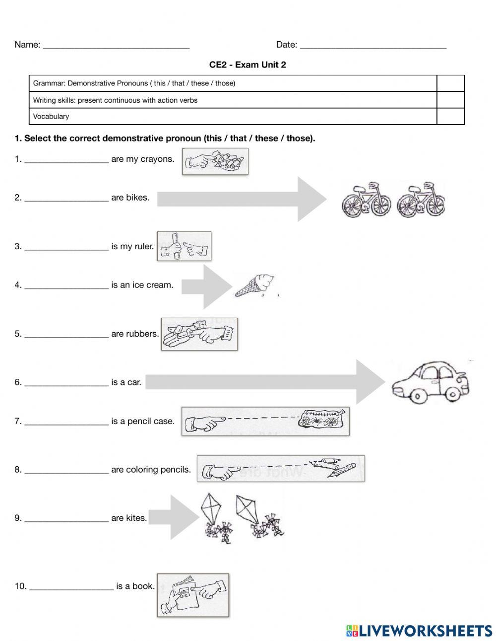 Demonstrative Pronouns + Vocabulary