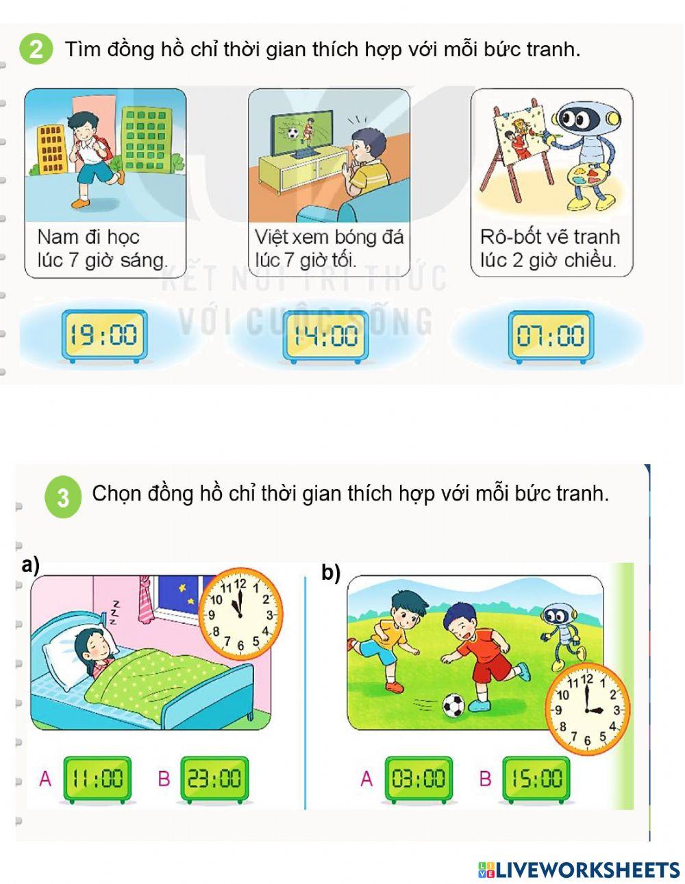Ngày -giờ    Bài 2 + bài 3 trang 113