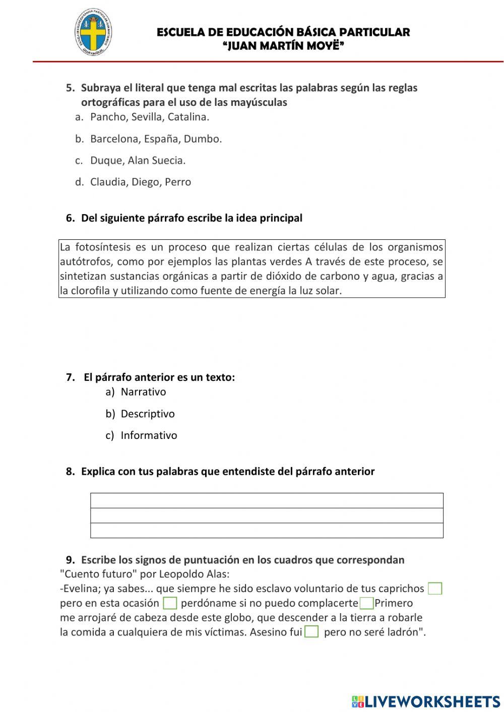 Prueba para ingreso de estudiantes