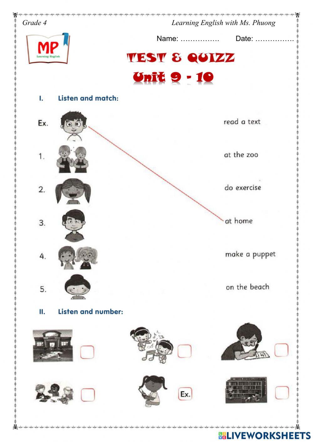 English 4 - Unit 9-10 - Listening Test