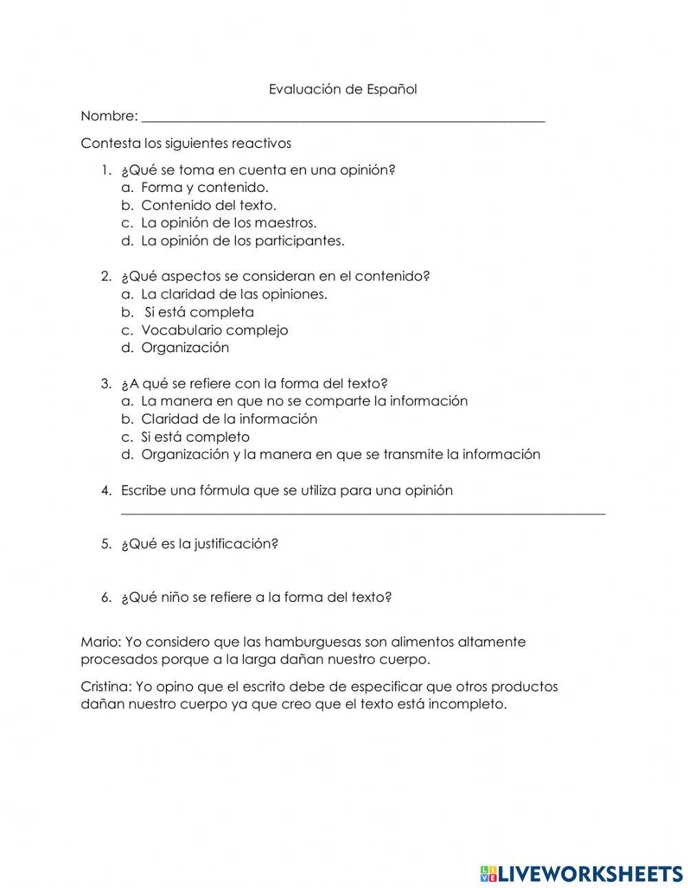 Evalaución de español