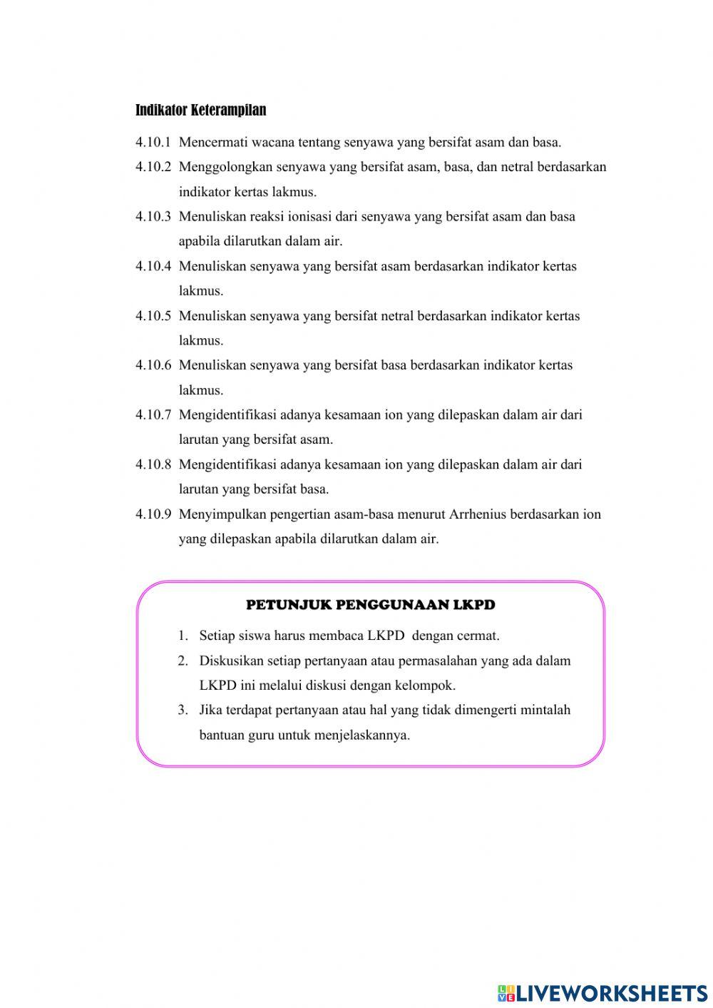E-lkpd teori asam basa arrhenius