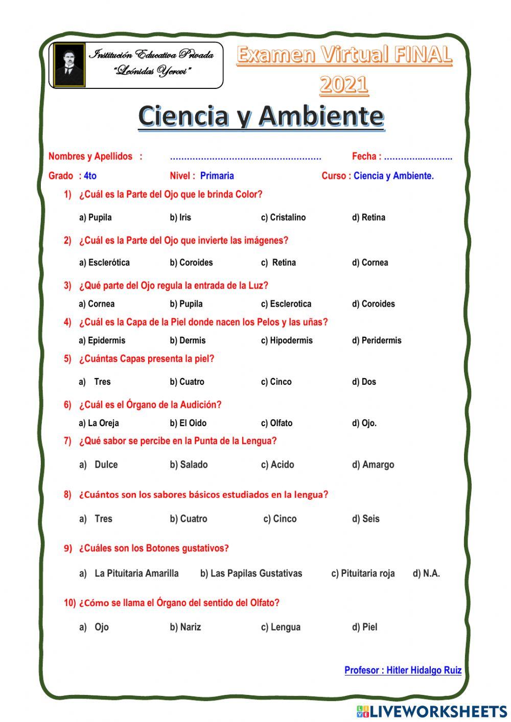 Ciencia y Ambiente 4to Prim