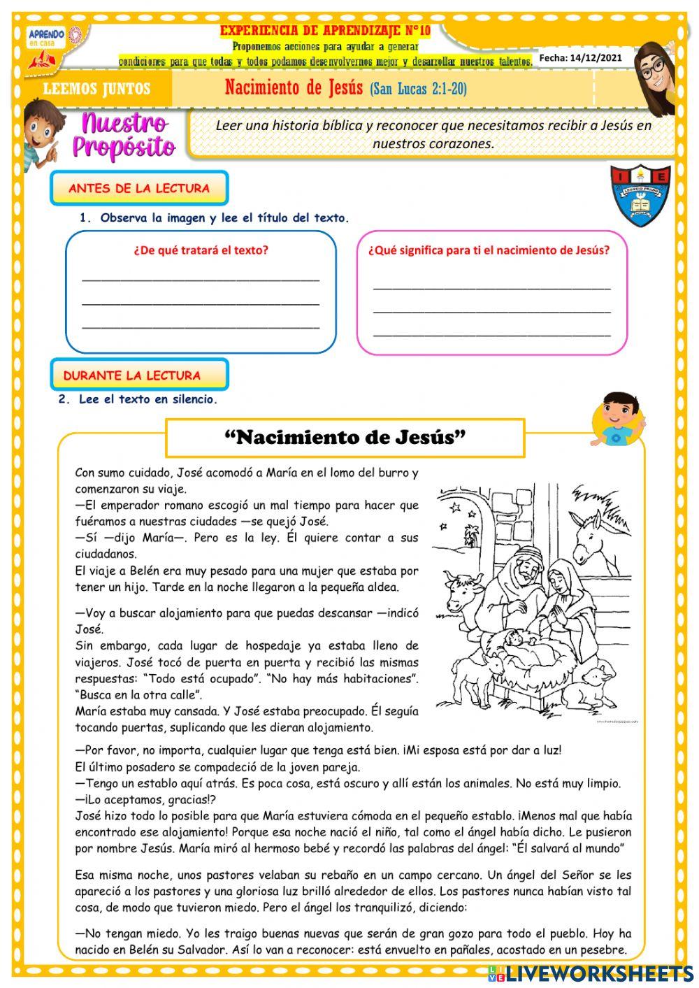 Comprensión Lectora Nacimiento de Jesús