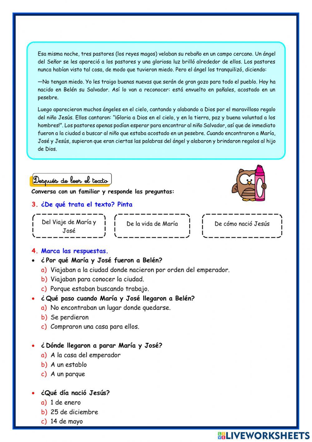 Leemos el Nacimiento de Jesús