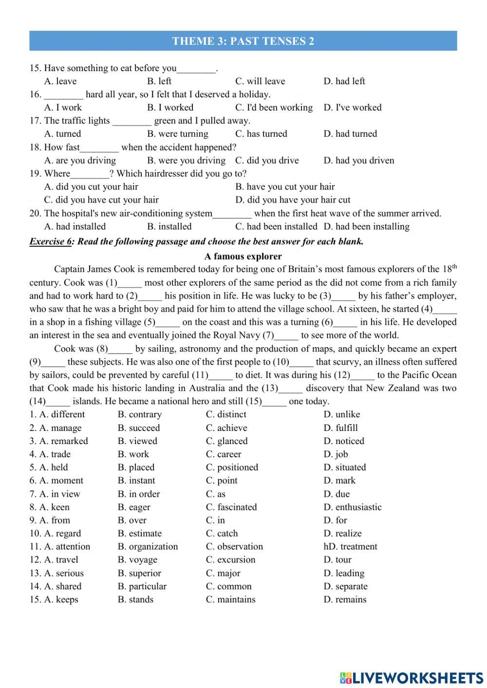 Past perfect and past perfect continuous