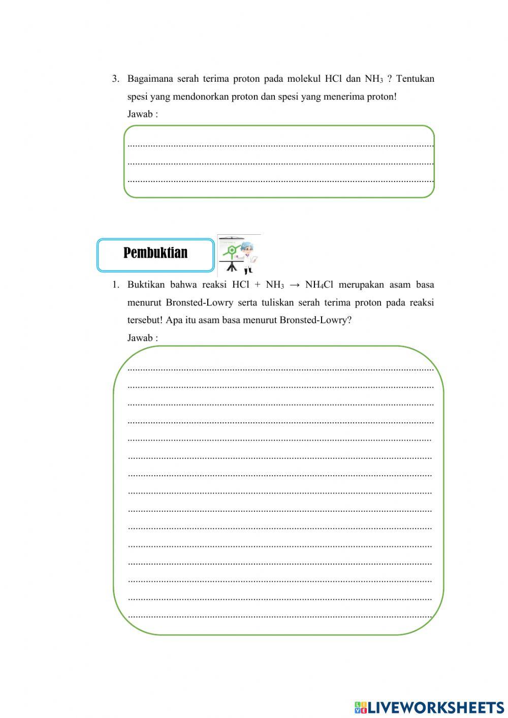 E-lkpd teori asam basa bronsted-lowry