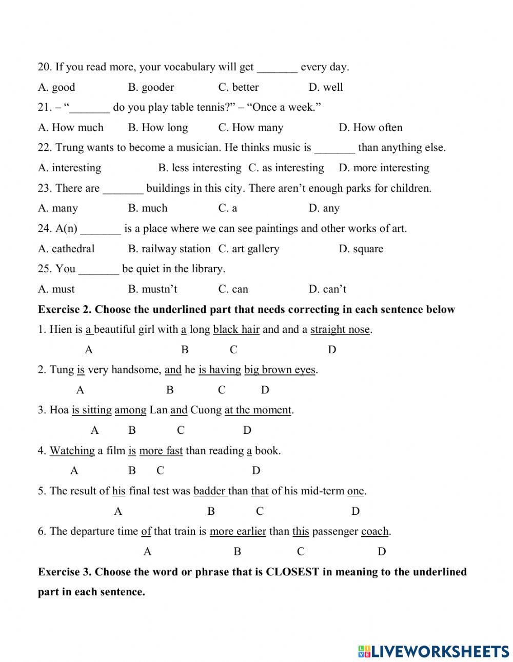 Grade 6 revision for test