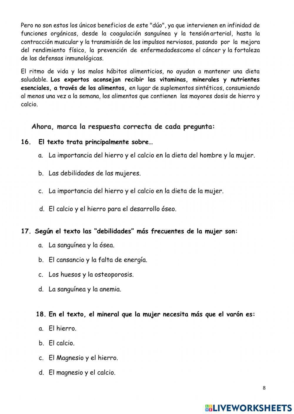 Evaluación comprensión lectora