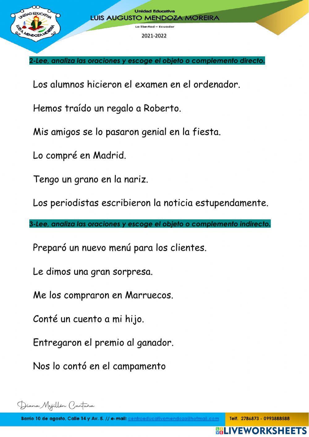 Objeto directo e indirecto