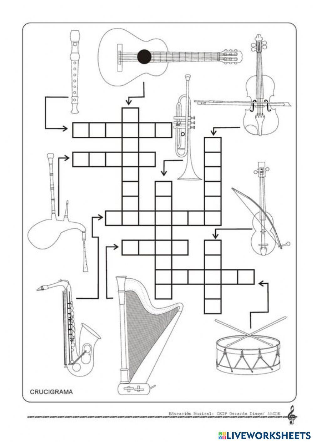 Crucigrama de instrumentos musicales