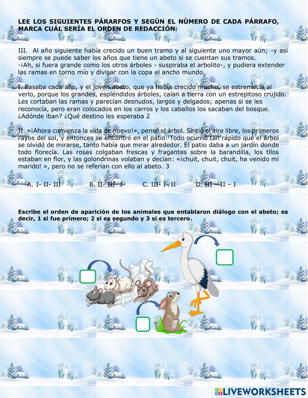 Evaluación del cuento arbol de navidad