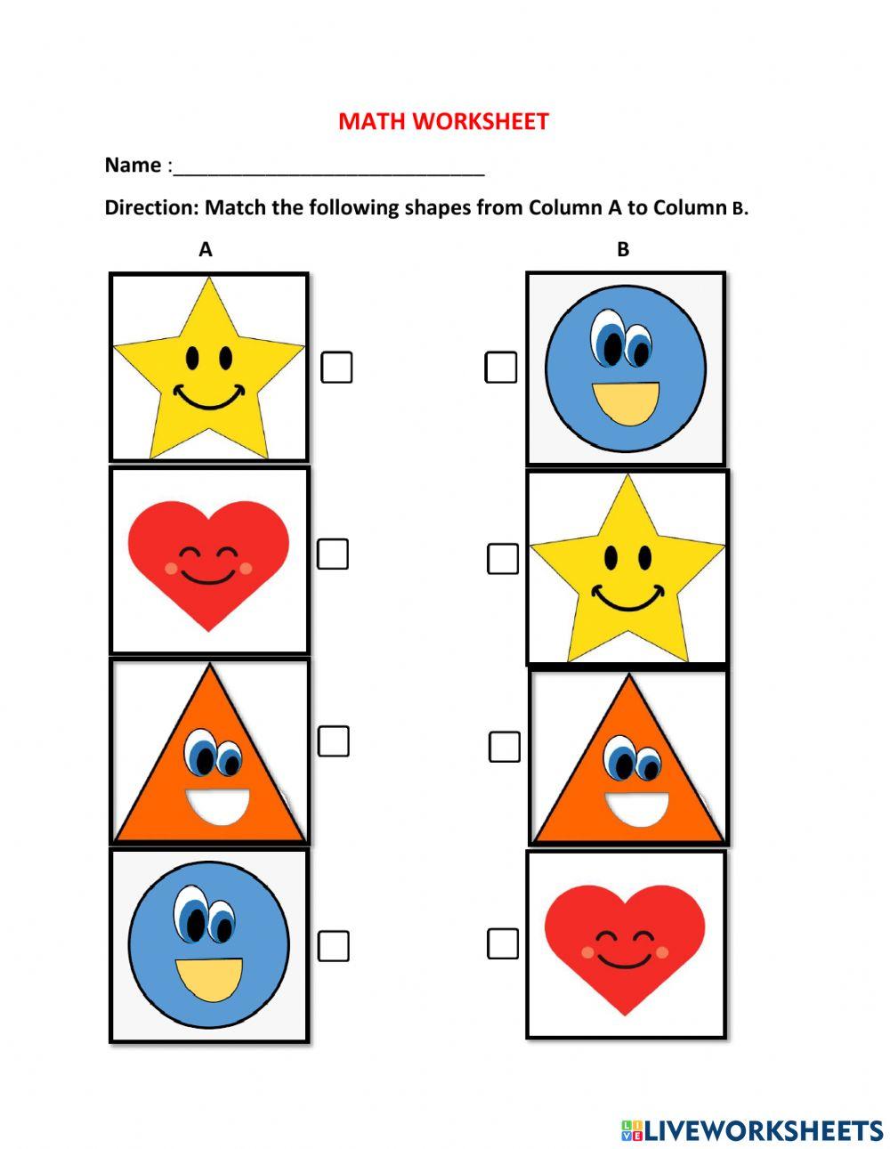 Matching Shapes free exercise | Live Worksheets