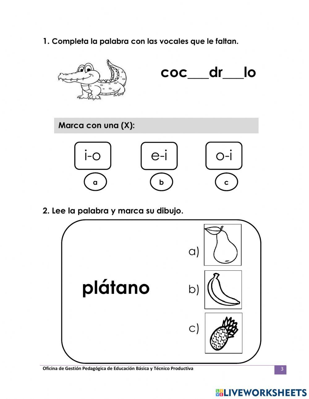 Evaluación de comunicación 1° grado