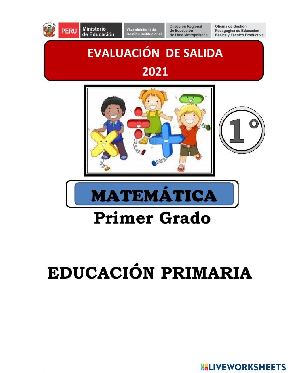 Evaluación de matemática 2021