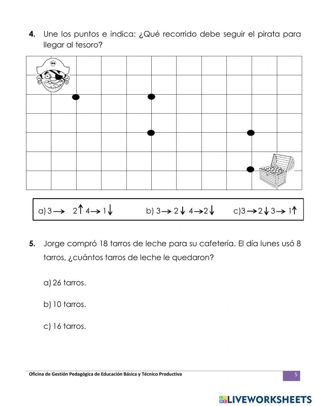 Evaluación de matemática 2021