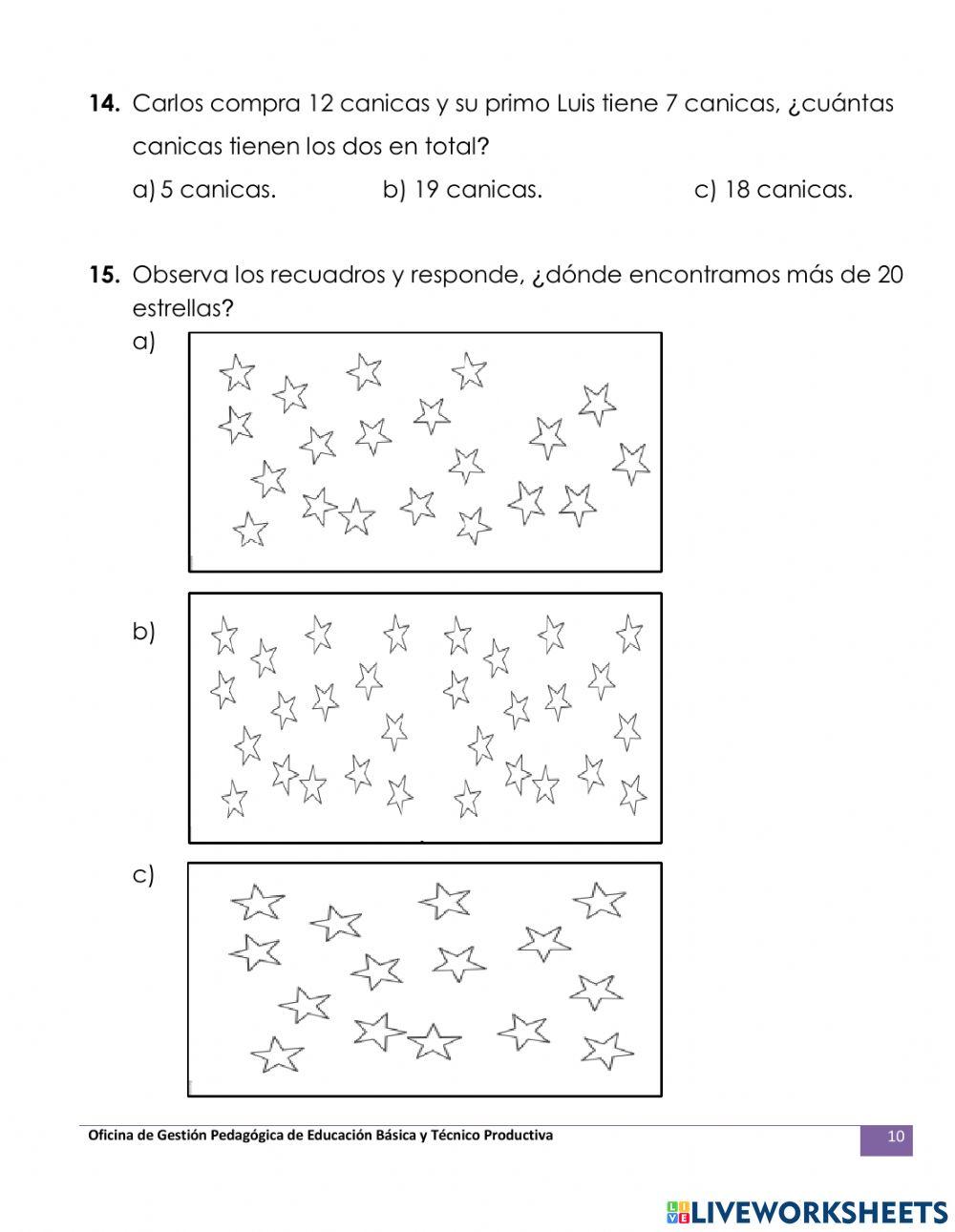 Evaluación de matemática 2021