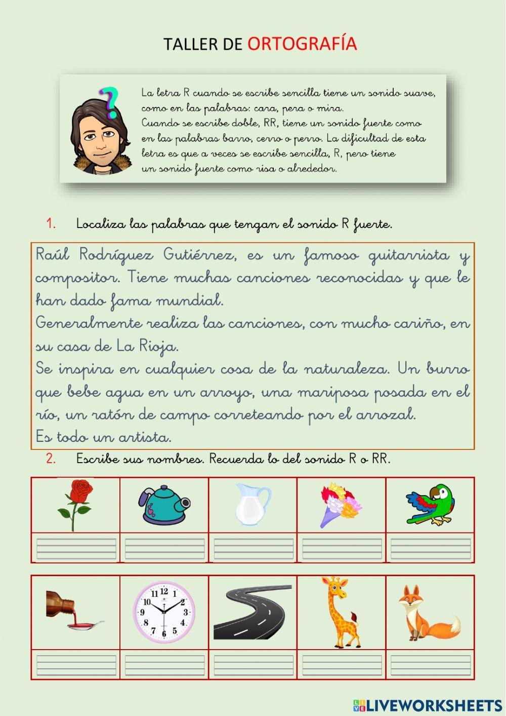 Ortografía - Sonido R fuerte, R suave