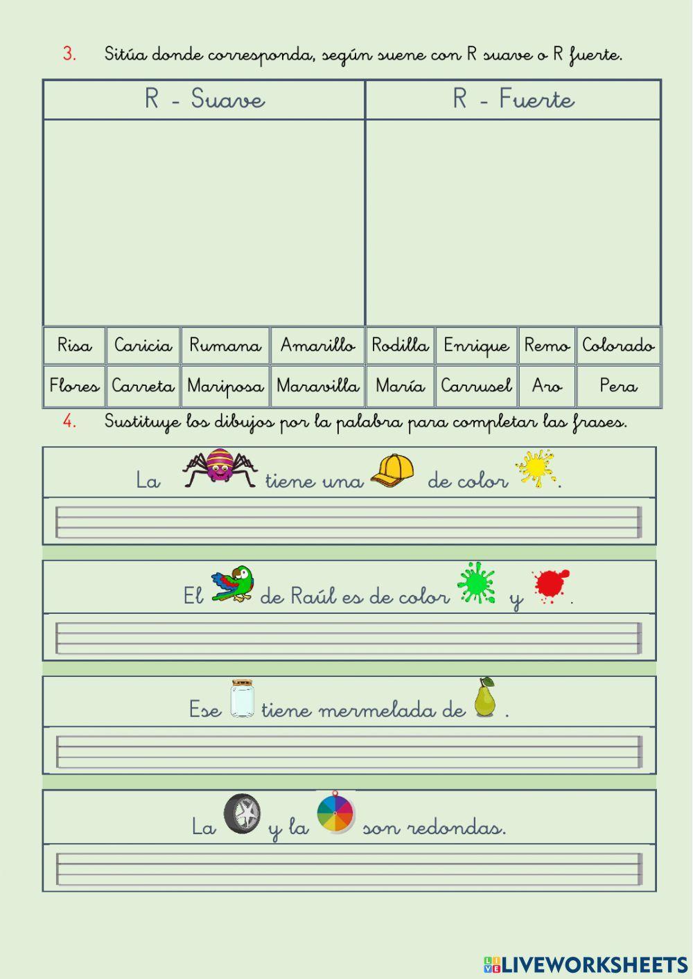 Ortografía - Sonido R fuerte, R suave